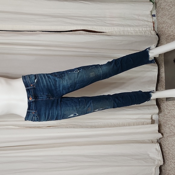 Lucky Brand " Ava Skinny" Distressed 8/29 Ankle Blue Wash Denim Jeans - Picture 1 of 13